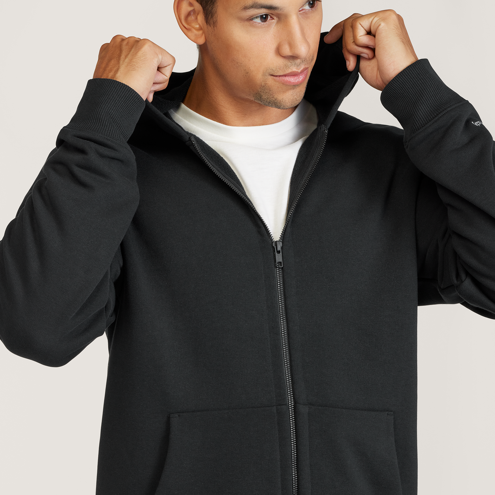 Men's Anytime Full Zip Hoodie - Natural Black