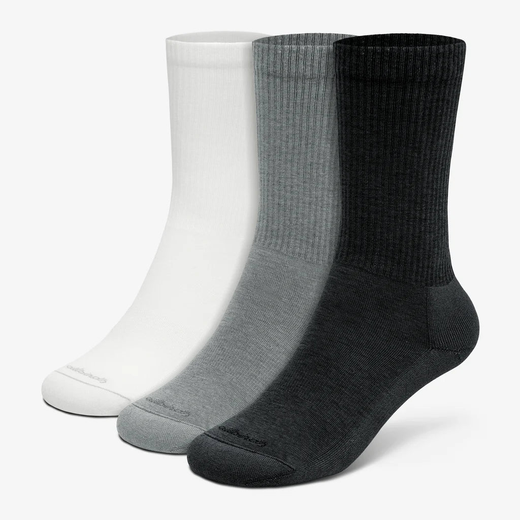 Anytime Crew Sock 3 Pack- Blizzard, Medium Grey, Natural Black