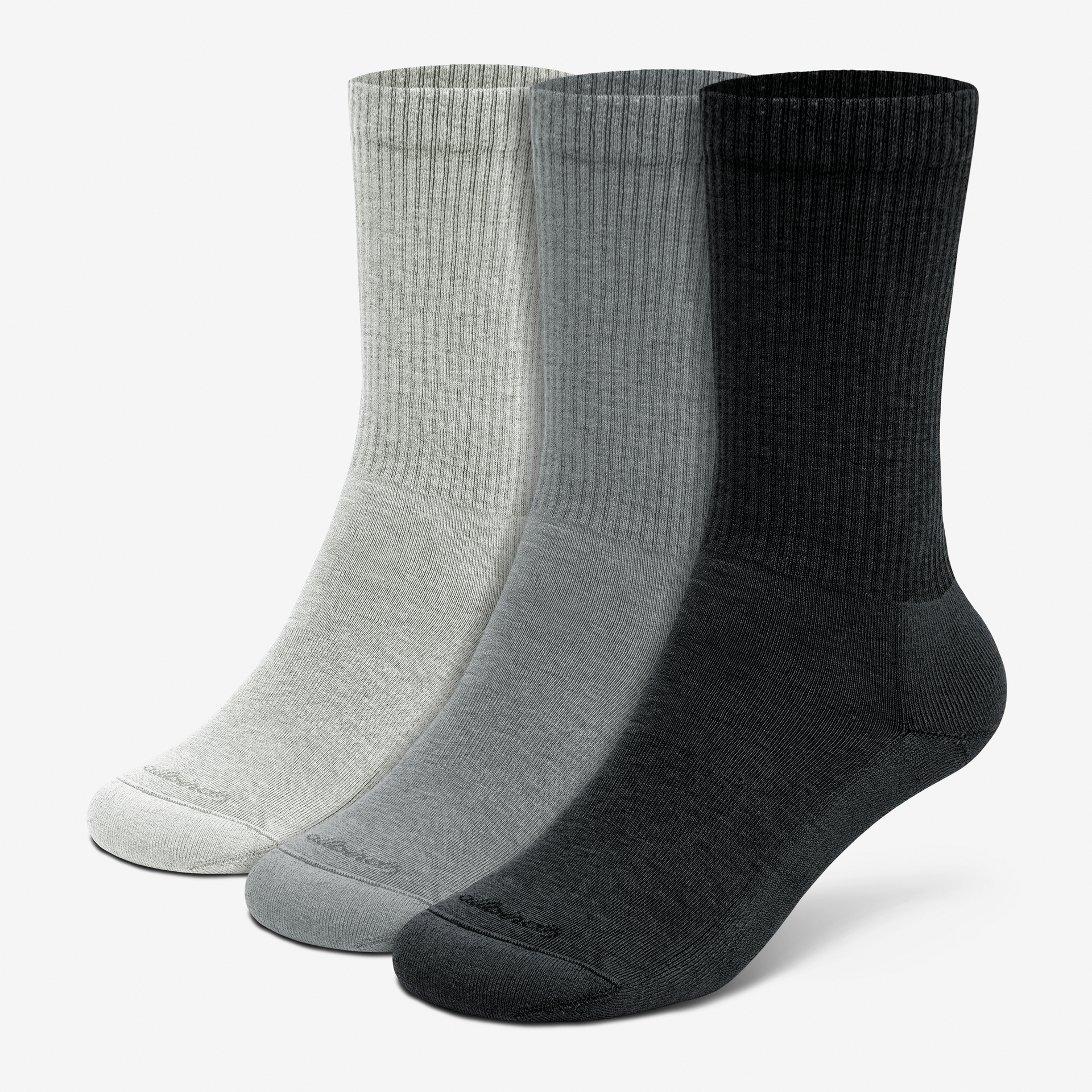 Anytime Crew Sock 3 Pack- Blizzard, Medium Grey, Natural Black