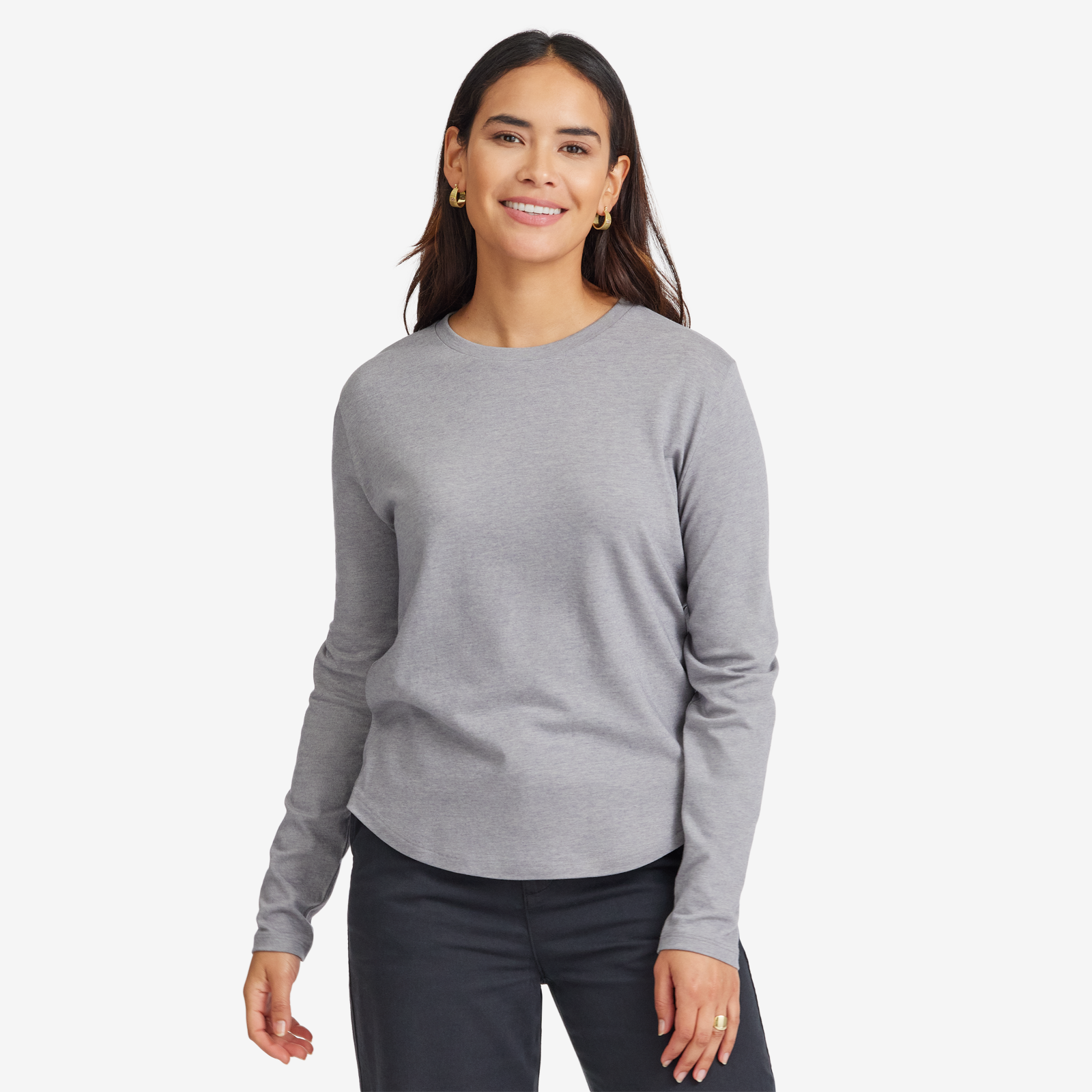 T-shirt à manches longues Anytime pour femmes - Medium Grey