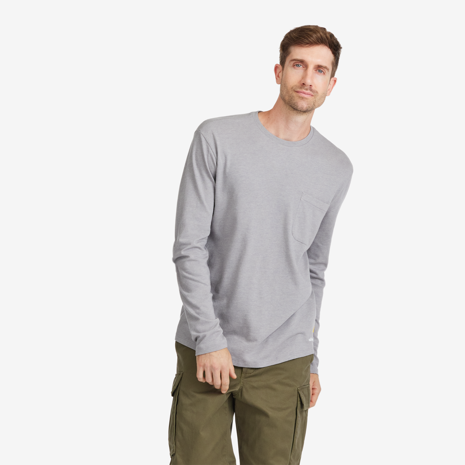 T-shirt à manches longues Anytime pour hommes - Medium Grey
