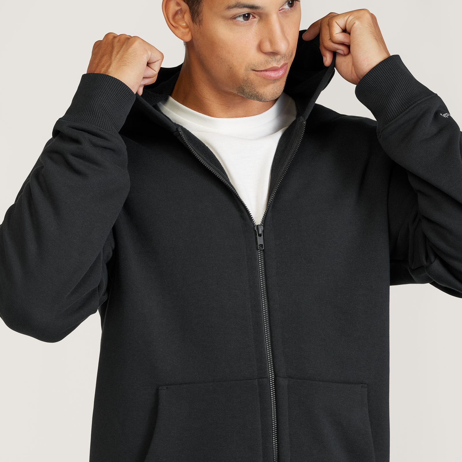 Mens Hoodies Zip Up Sports Casual Long Sleeve Comfort Black