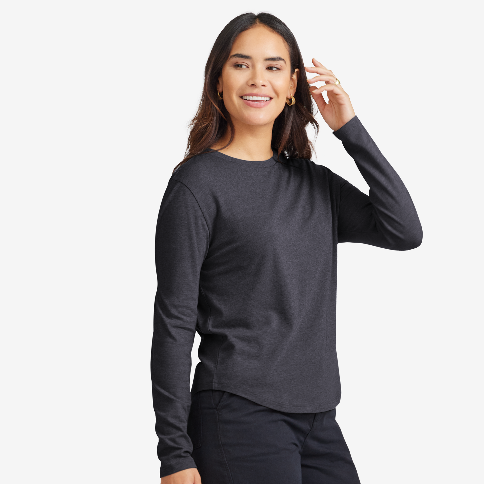 T-shirt à manches longues Anytime pour femmes - Natural Black
